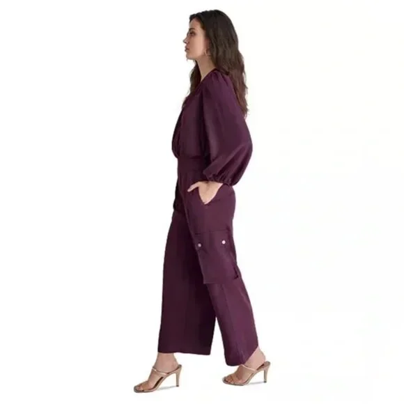 DKNY Women's Surplice-Neck Long-Sleeve Utility Jumpsuit New - Picture 3 of 6